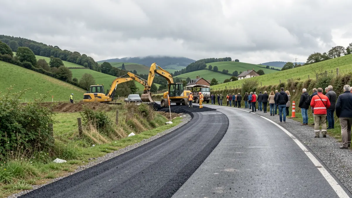 Generic image of road paving works on a Galician municipal road.