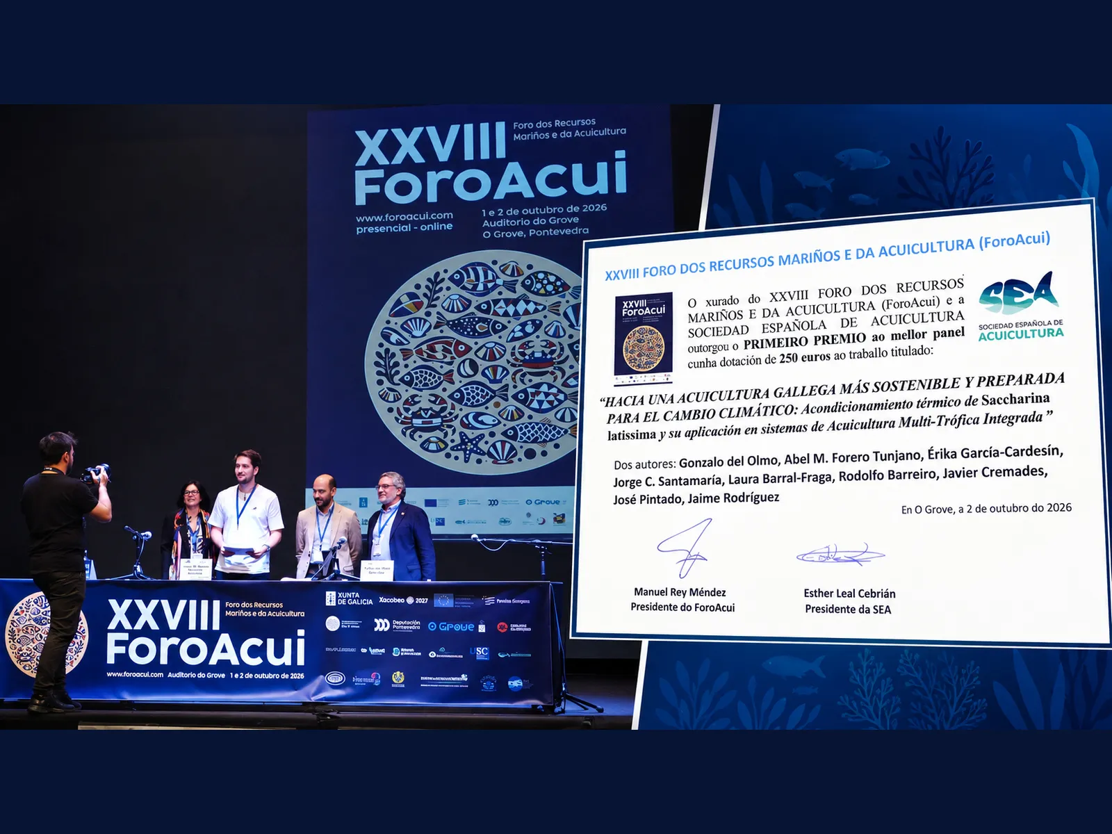 O IIM-CSIC gaña un premio no ForoAcui por unha acuicultura sostible
