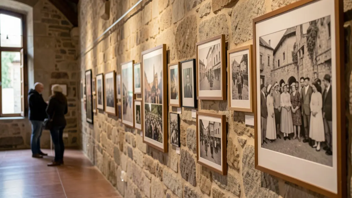 Imaxe xenérica de interior dun museo con fotografías expostas.