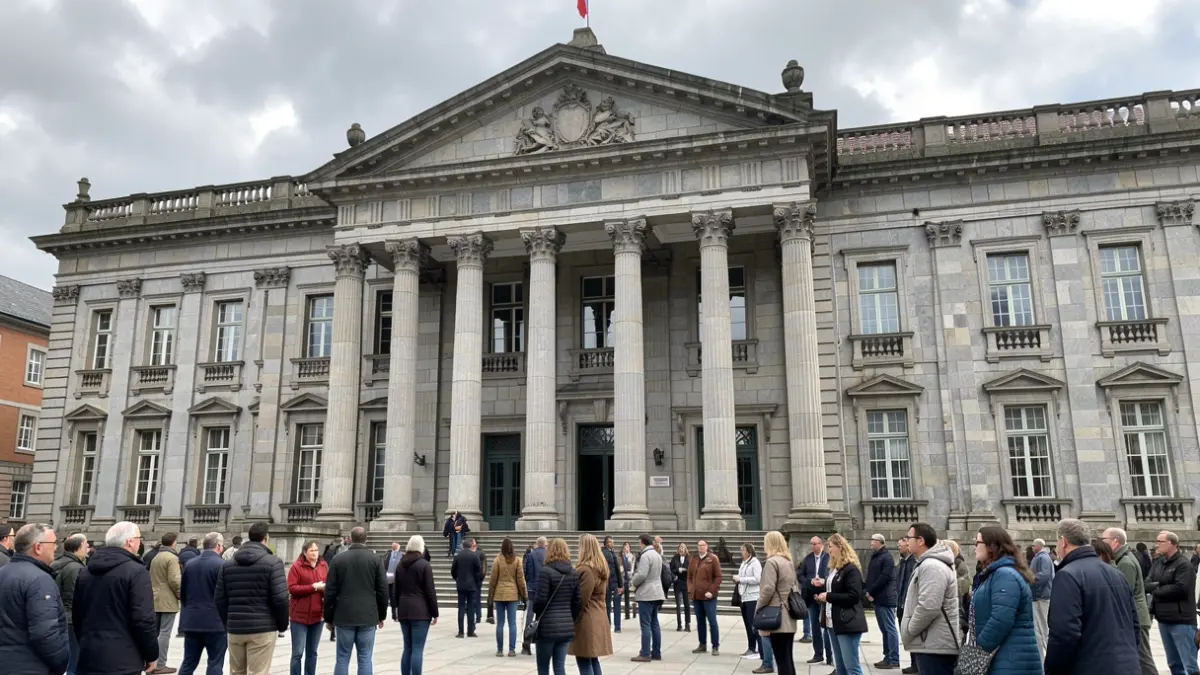 Generic image of the Parliament of Galicia building under a cloudy sky.
