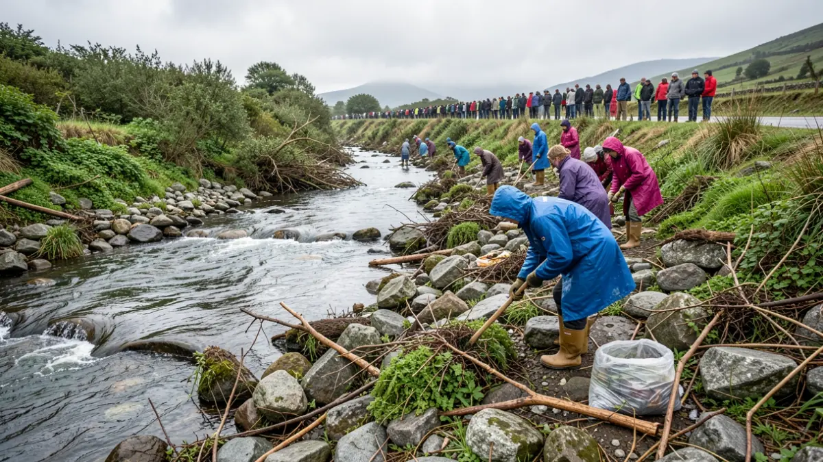 Imaxe xenérica de limpeza de ríos en Galicia.