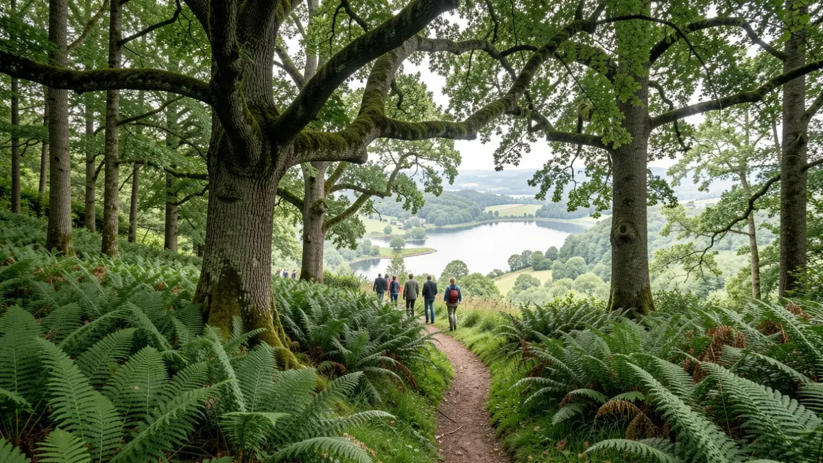 Generic image of a lush forest with ancient trees and a trail leading to a viewpoint.