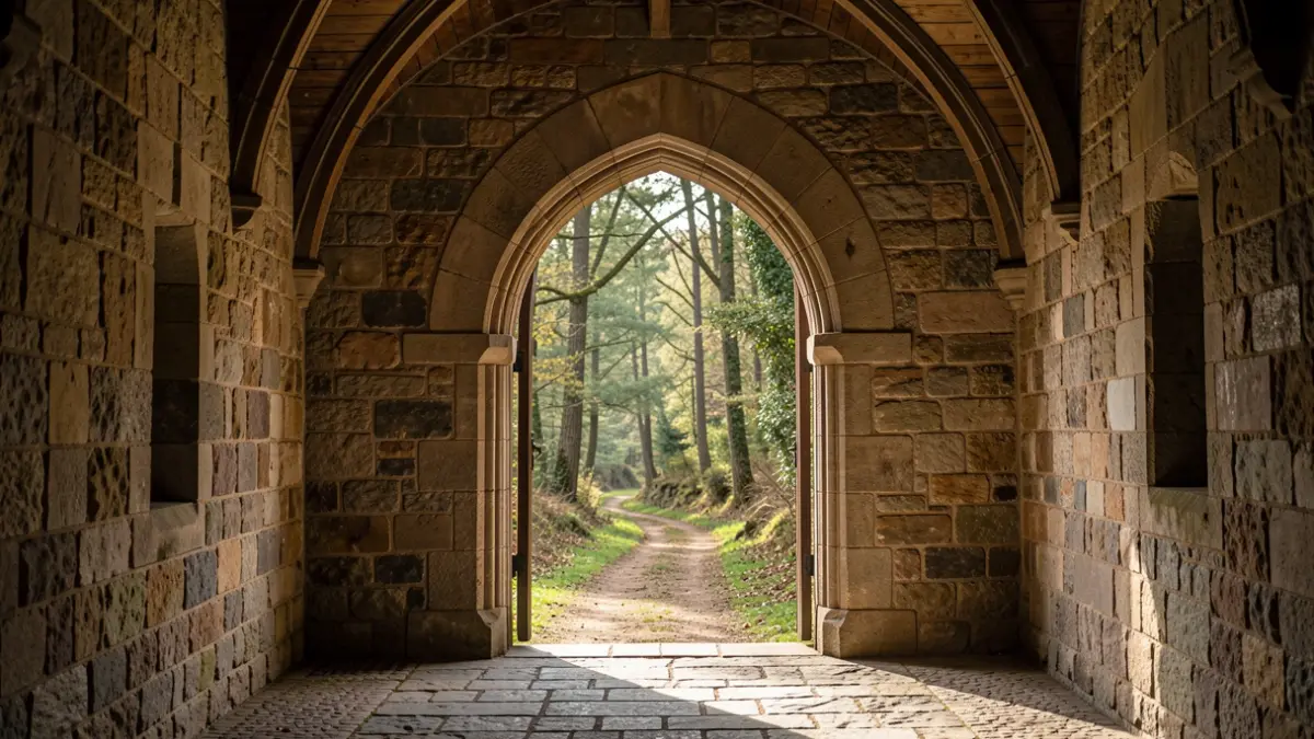 Imagen genérica de un castillo con camino forestal.