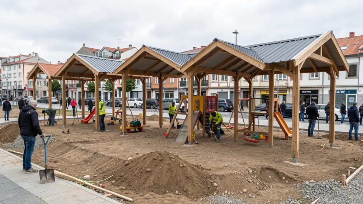 Imaxe xenérica de obras nun parque infantil cuberto en A Coruña.