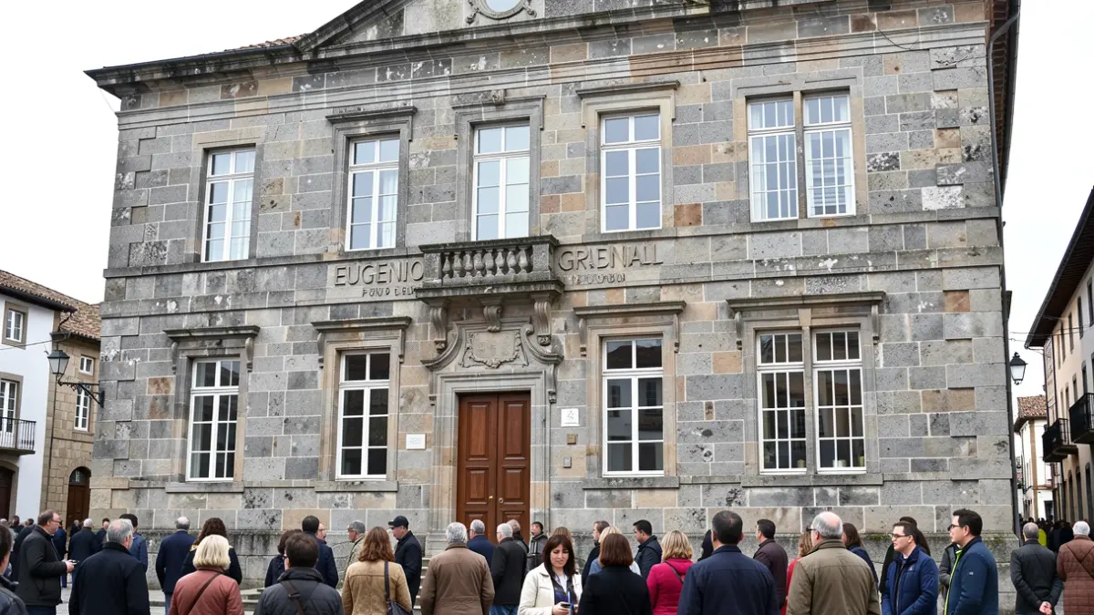 Fachada del Pazo de Bendaña, un edificio histórico de granito que alberga la Fundación Eugenio Granell.