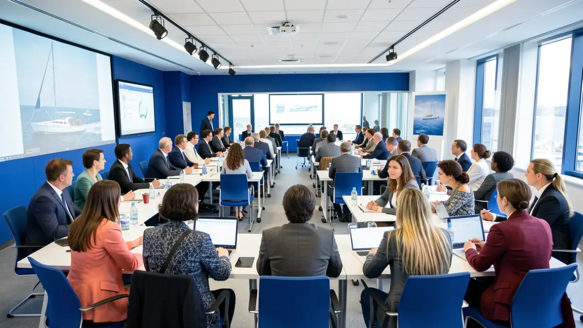 Imaxe xenérica de participantes nun congreso sobre pesca e turismo.