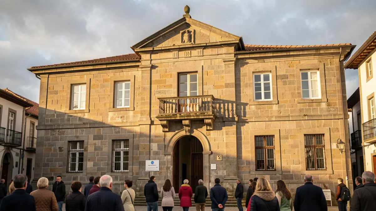 Imagen genérica del Ayuntamiento de Verín, un edificio de granito con balcón tradicional gallego.