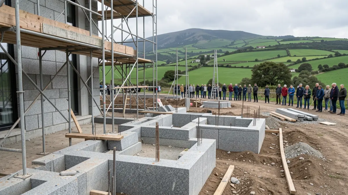Imagen genérica de obras de construcción de viviendas públicas en Galicia.